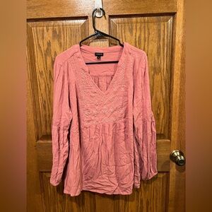 Torrid Crinkle Gauze Embroidered Top